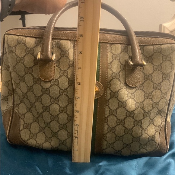 Vintage Gucci Brown and Green Women's Canvas Bag - Picture 2 of 16